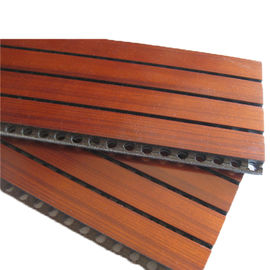 3D rowkowane drewniane akustyczne płyty sufitowe / dźwiękoszczelne dekoracyjne panele ścienne