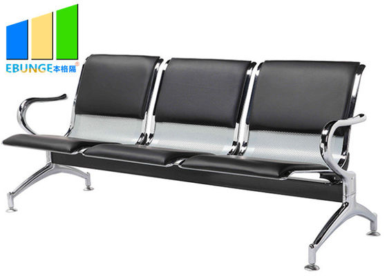 Commercial Steel Bench 3-osobowe skórzane krzesła czekające na lotnisko