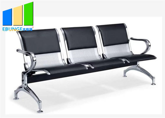 Publiczny 3-osobowy fotel ze stali nierdzewnej do czekania na lotnisku w szpitalu