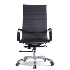 Ergonomiczne czarne skórzane krzesło biurowe / nowoczesne obrotowe krzesło komputerowe