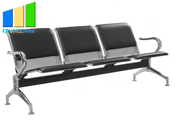 Commercial Steel Bench 3-osobowe skórzane krzesła czekające na lotnisko