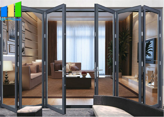 Dźwiękoszczelne drzwi dwuskrzydłowe Aluminiowe drzwi składane ze szkła hartowanego