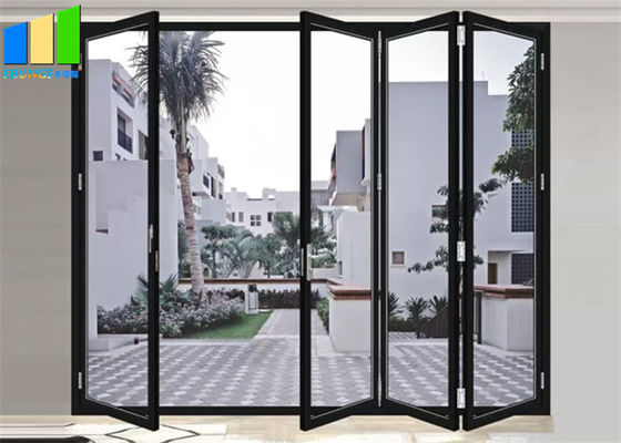 Akordeon Design Bifold Zewnętrzne szklane składane drzwi tarasowe ze stopu aluminium