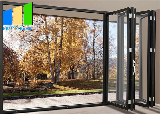 Aluminiowe wiatroszczelne składane szklane drzwi do mieszkania z podwójnymi szybami